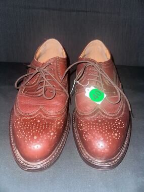 No.40 Mario Rossi Men's Brown Leather Wingtip Brogue Dress Shoes